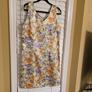 BETSYS THINGHS Vibrant Orange and Purple Sleeveless V-Neck Midi Dress
